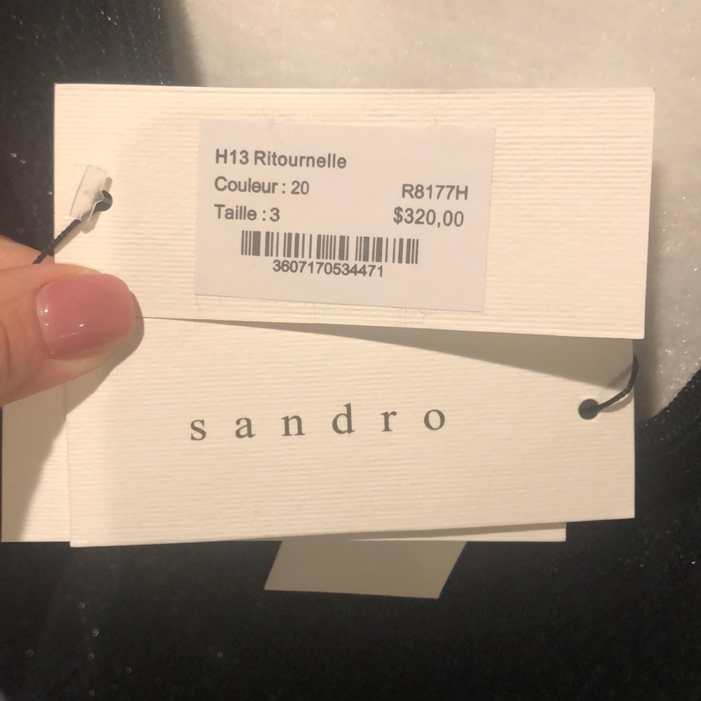 Sandro black dress scoop neck with V neck back - Picture 5 of 5